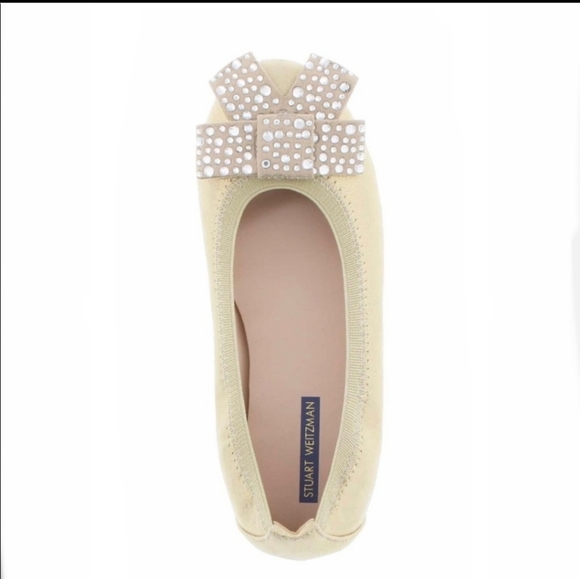 Stuart Weitzsman: Fanny Stardust Rhinestone & gold ballet flats. Holiday. - Picture 2 of 9